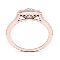 3 4ct TDW Diamond 14K Rose Gold Halo eljegyzési gyűrű